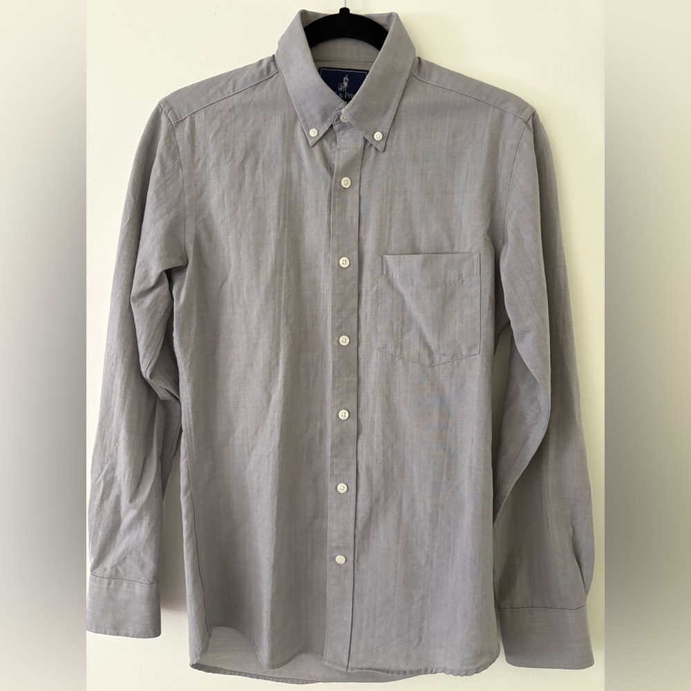 Wool & Prince Light Gray Oxford Men’s Wool Button-Down Shirt